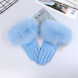 Sheepskin Natural Fox Fur Trimming Gloves Women's Genuine Leather Wrist Warmer Glove Winter Warm Fashion Mittens Fleece Lining