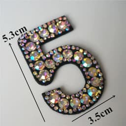 Rainbow Rhinestone 0-9 Number Arabic Numerals Sew Iron On Patch Badge Bag Hat Jeans Jackets Clothes DIY Applique Craft