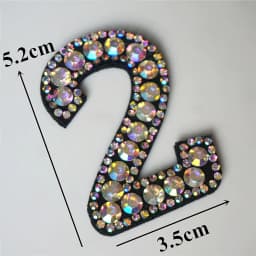 Rainbow Rhinestone 0-9 Number Arabic Numerals Sew Iron On Patch Badge Bag Hat Jeans Jackets Clothes DIY Applique Craft