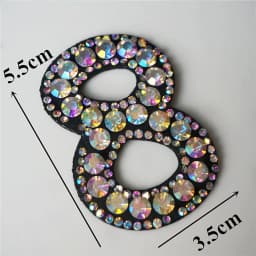 Rainbow Rhinestone 0-9 Number Arabic Numerals Sew Iron On Patch Badge Bag Hat Jeans Jackets Clothes DIY Applique Craft