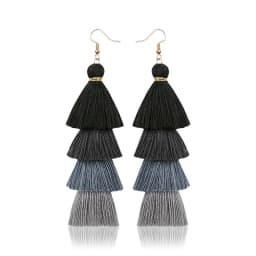 Bohemian 4 Layered Tassel Earrings For Women Ethnic Long Fringe Multi color Statement Dangle Earring GirlsFashion Jewelry