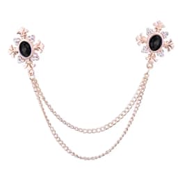 Fashion Tassel Crystal Cross Chain Brooch Women's Shirt Collar Pins and Brooches Personality Lapel Pin Buckle Women Accessories