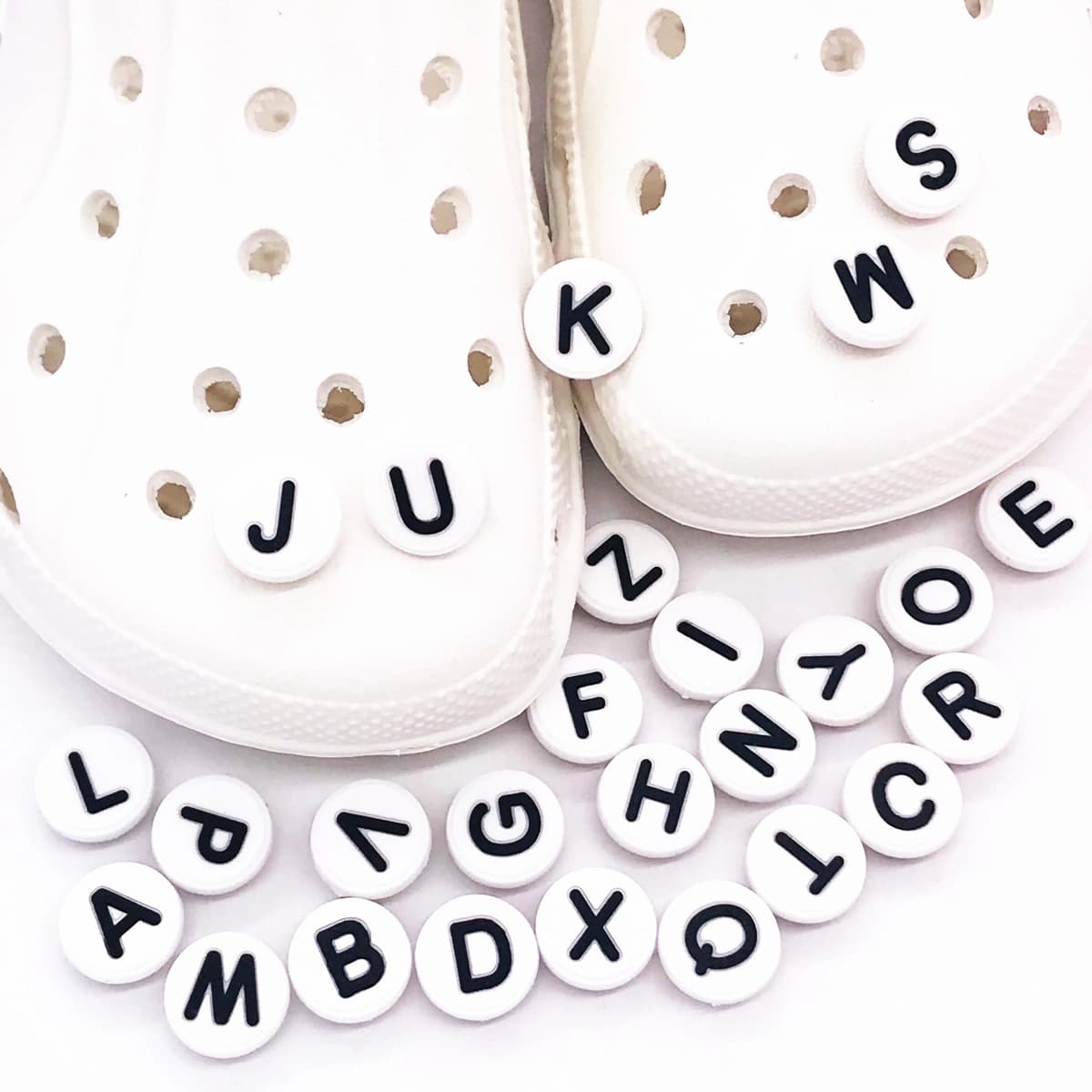 Single Letter 1Pcs Word Solid Color Silicone Shoes Button Accessories Shoe Decoration DIY Wristband Kids X-mas Gift