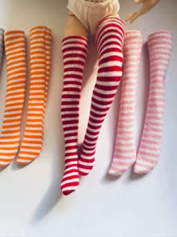 NEW Handmade 1 Pair Candy Color Stripe Stocking Socks for Blyth, Azone 30cm Dolls OB, Momoko, Licca 1/6 Dolls Accessories
