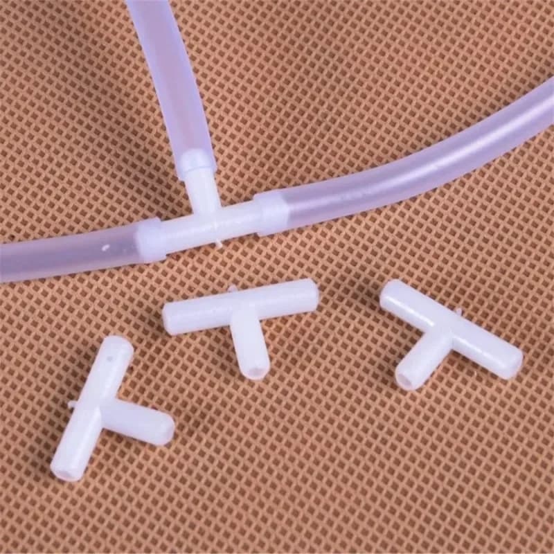 10PCS 4mm Plastic Tee's "T" 3-Way Fish Tank Acuarios Aquarium Air Pump Line Tubing Joints Connectors Air Pump Accessories