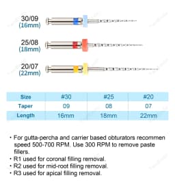 3 PCS/Pack Dental Niti Material Retreatment Files Rotary Files For Root Canal Cleaning Dentistry Endo Instrument