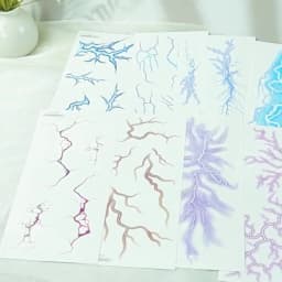 2pcs Glow in The Dark Kpop Gothic Women Face Temporary Tattoos -Cool Blue Purple Lightning & Vein Body Art Waterproof Tattoos