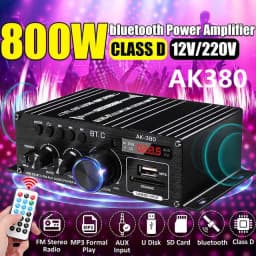 AK35 AK380 800W Home Power Amplifiers 2 Channel Bluetooth 5.0 Surround Sound FM USB Remote Control Mini HIFI Digital Amplifier