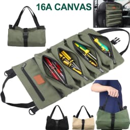 Tool Roll, Multi-Purpose Roll Up Tool Bag, Wrench Roll, Canvas Tool Organizer Bucket, Car First Aid Kit Wrap Roll Storage Case