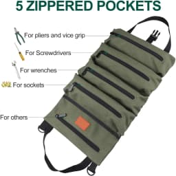 Tool Roll, Multi-Purpose Roll Up Tool Bag, Wrench Roll, Canvas Tool Organizer Bucket, Car First Aid Kit Wrap Roll Storage Case