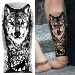 God Cross Lion Temporary Tattoos For Men Women Realistic Compass Lion Fake Tatoos Forearm Jesus Christ Thigh Tattoo Sticker
