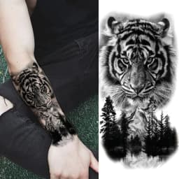 God Cross Lion Temporary Tattoos For Men Women Realistic Compass Lion Fake Tatoos Forearm Jesus Christ Thigh Tattoo Sticker