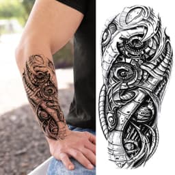 God Cross Lion Temporary Tattoos For Men Women Realistic Compass Lion Fake Tatoos Forearm Jesus Christ Thigh Tattoo Sticker