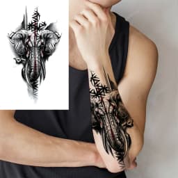 God Cross Lion Temporary Tattoos For Men Women Realistic Compass Lion Fake Tatoos Forearm Jesus Christ Thigh Tattoo Sticker