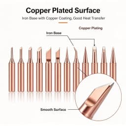 10 Pieces of Copper Plated Iron Soldering Tips 900M Electric Soldering Iron Tips Set with Built-In High-Temperature Welding Tool