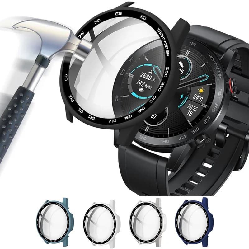 Hard Edge Glass Screen Protector Case Shell Frame For Huawei Honor Magic Watch 2 46MM Magic2 Protective Bumper Cover Accessories
