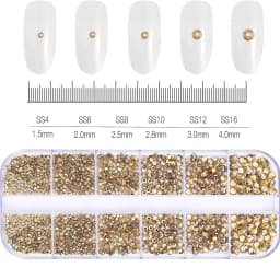 12Grids Mixed Mini Christmas Gems Nail Charms 2mm Luxury Crystal Nail Glitter Rhinestone Red/Green Flatback Christmas Nail Parts