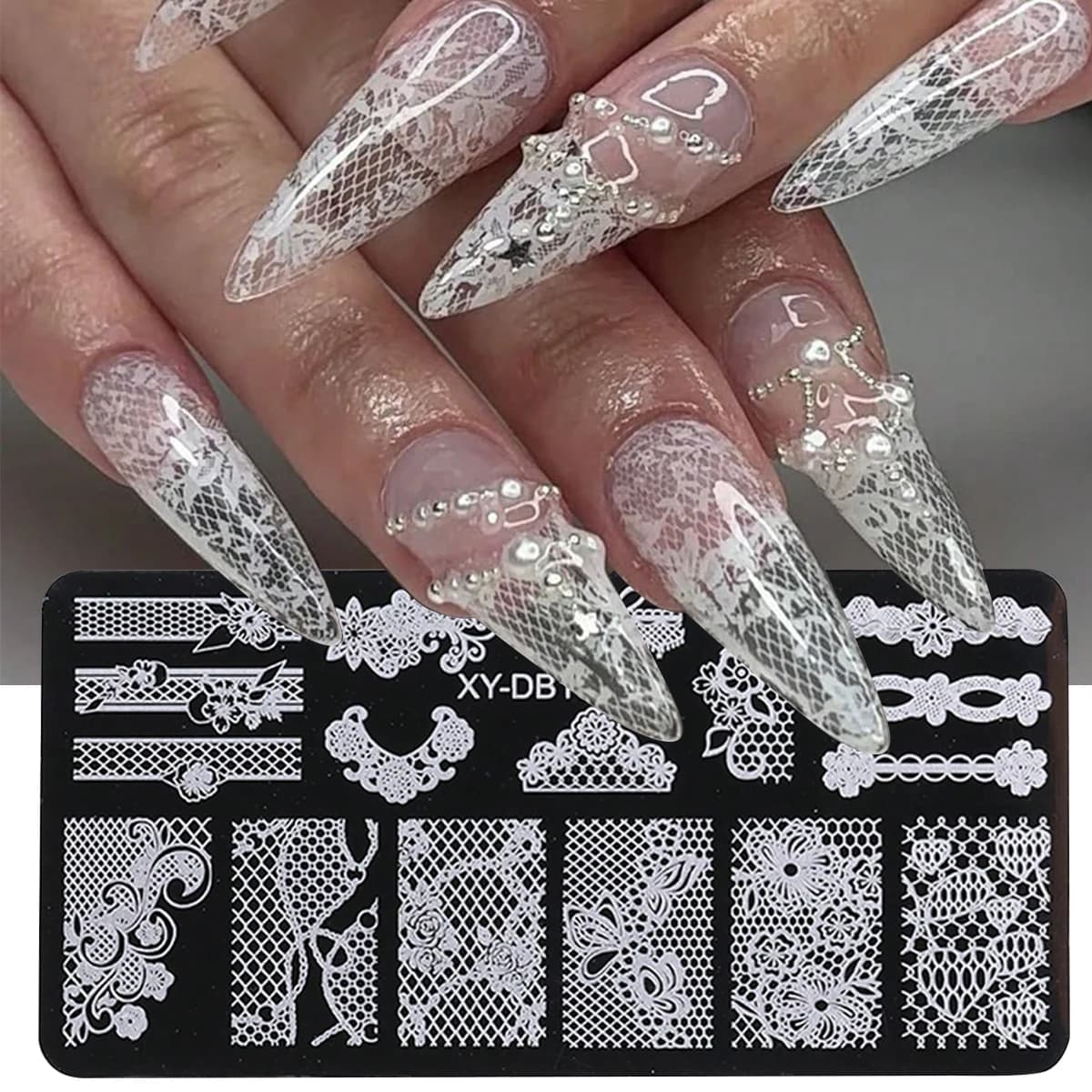 1PC Wedding Nail Art Stamping Plate Romantic Elegant Lace Flower Ribbon Butterfly Pattern Printing Mold Manicure Transfer Tools