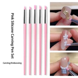 5Pcs/set Silicone Nail Brush UV Gel Polish Tip 3D Image DIY Dotting Polish Brushes Pen Professional DIY Manicure Tools