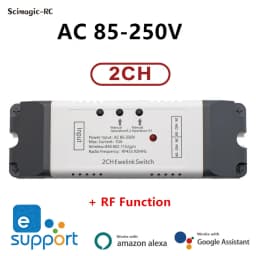 2CH Wifi Smart Switch Module Relay Ewelink APP Receiver AC DC 7-32V 85-250V RF433 Inching Self-locking Switch for Alexa Google