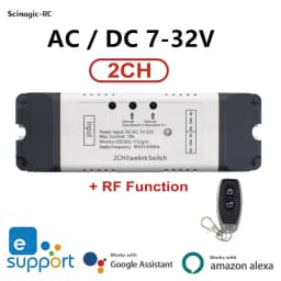 2CH Wifi Smart Switch Module Relay Ewelink APP Receiver AC DC 7-32V 85-250V RF433 Inching Self-locking Switch for Alexa Google
