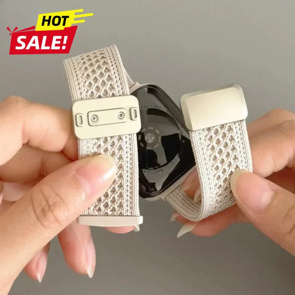 Nylon Magnetic Band for Apple Watch 45mm 41 44 40mm Series 12 11 10 46 42mm Soft Bracelet for IWatch Ultra4 49mm 9 7 8 6 5 Strap