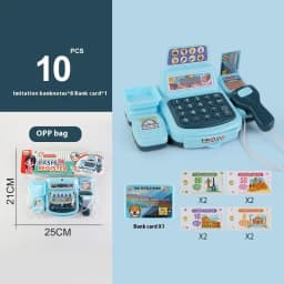 1set Interactive Kids Cash Register Machine Toy with Working Scanner Shopping Cart Play Money Set Play Gift for Children