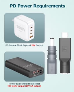 2PCS For Starlink Mini Female DC to USB C Male Power Cable Adapter Converter for Starlink Mini Power Cord for Outdoor Camping