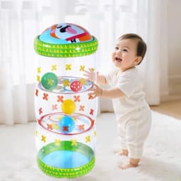 Inflatable Baby Crawling Roller Toys With Rattle Balls PVC Toddler Standing Early Educational Toys Crawling Learning Roller