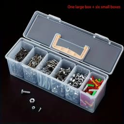 Professional 7-Piece Tool Organizer Set,Transparent Parts Storage with Dividers-Portable Case for Screws,Wrenches & DIY Hardware