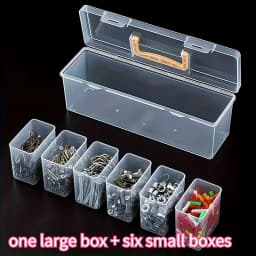 Professional 7-Piece Tool Organizer Set,Transparent Parts Storage with Dividers-Portable Case for Screws,Wrenches & DIY Hardware