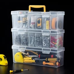 Professional 7-Piece Tool Organizer Set,Transparent Parts Storage with Dividers-Portable Case for Screws,Wrenches & DIY Hardware