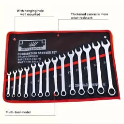 TINSOL 14-Pocket Tool Organizer Roll - Durable Wrench and Multi-Tool Storage Bag with Portable Handle for Garage and Workshop