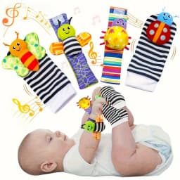 4Pcs Delightful Baby Rattle Sock Toys - Perfect for Kids - Stimulate Learning and Teething Fun!