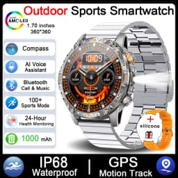 1000mAh Super Capacity Battery Outdoor GPS Smart Watch Men Compass 3ATM Waterproof HD BT Call 1.7inch Screen Smartwatch 2026 New