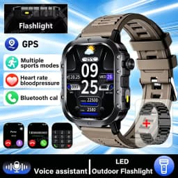 2026 New Military-grade Smart Watch Men GPS Flashlight 3ATM Waterproof Watch Bluetooth Call 100+Sport Outdoor Smartwatch Pk Ht30