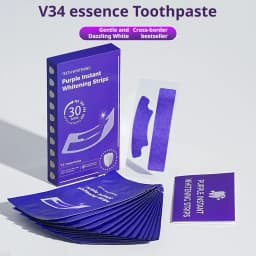 V34 Purple Teeth Whitening Strips 42Pairs Protable Teeth Whitening Product Fresh Breath Remove Stains Tooth Brightening Stickers