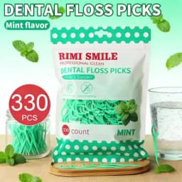 RIMI SMILE-330 Ultra-Fine Toothpicks, Home Set, Mint Dental Floss Stick, One Bag for One Family, Oral Cleaning Tool