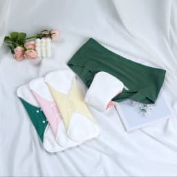 AIO Ultra Absorbent Cotton Yarn Sanitary Pads Washable Reusable Feminine Hygiene Pads for Heavy Flow & Daily Use