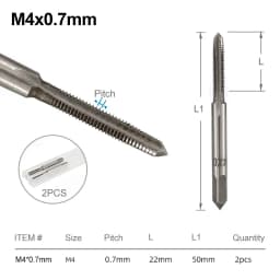 XCAN Thread Tap Set Right Hand Straight Flute Tap M3 M4 M5 M6 M7 M8 M10 M12 M14 M16 Metric 2pcs Threading Tool Screw Tap Drill
