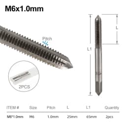 XCAN Thread Tap Set Right Hand Straight Flute Tap M3 M4 M5 M6 M7 M8 M10 M12 M14 M16 Metric 2pcs Threading Tool Screw Tap Drill