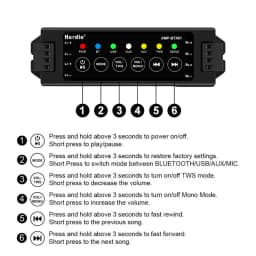 Herdio 4-Way Home Power Amplifiers Audio Bluetooth & Aux Mini Amplifier for Bathroom Wall Ceiling Speakers EU/US/UK/AU Plug