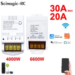 Smart Switch WIFI / ZIGBEE 30A 6600W / 4000W Relay Module Smart Life Wireless Remote Control Breaker Works with Tuya Alexa
