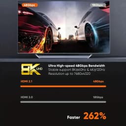 MIZIQIER Long 8K HDMI 2.1 Cables, 48Gbps Ultra High Speed Braided Cord-4K@120Hz 8K@60Hz for Roku TV/PS5/PS4/HDTV/RTX 3080 3090