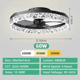 Modern Ceiling Fan (With Lighting) Silent LED Dimmable Ceiling Fan (With Remote Control) for Bedroom Study Dining Room,