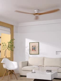 42/52/60 Inch Low Floor Ceiling Fan 3 Wooden Blade DC Motor Electric Fan with Remote Control for Living Room Dining Room Bedroom