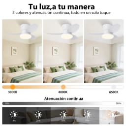 Ceiling Fan with 30W Led Light, Silent Dc Motor Ø80Cm, 6 Speeds with Remote Control, Winter-Summer Function, 3 Temperatures and Timer, Modern Fan Lamp for Bedroom and Living Room