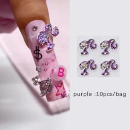 10pcs Nail Charms Hot Pink Doll Cartoon Design DIY Glitter 3D Nail Art Decorations Jewelry Crafts Rhinestone Accessories