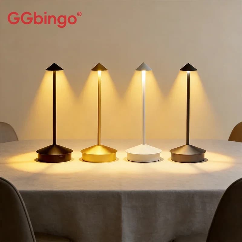GGbingo Rechargeable Table LED Lamp Touch Sensor Desk Lamp for Restaurant Bar Bedroom 3 Color Temperatures Stepless Dimming