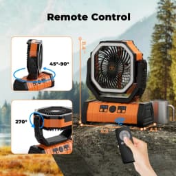 Camping Fan 20000mAh Battery Powered Fan Rechargeable with LED Light Portable Outdoor Tent Fan with Hanging Hook 4 Speeds Wind